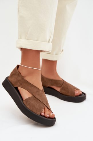 1120243.jpg Brown Sandals in Sandals & Flip-Flops For Women with Fabric, Footbed and Platform Height