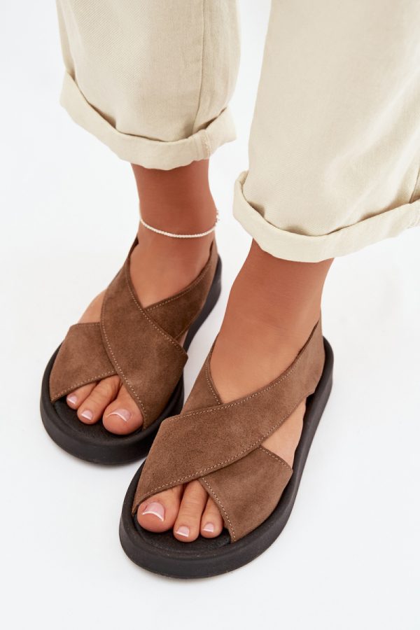 Brown Sandals in Sandals & Flip-Flops For Women with Fabric, Footbed and Platform Height
