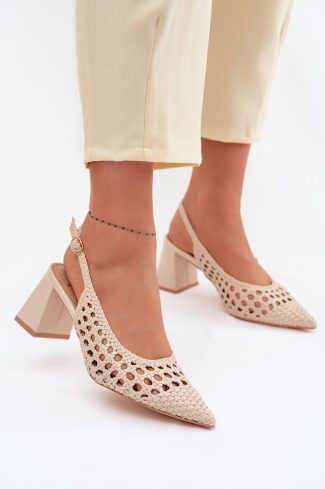 1120849.jpg Beige Heel Sandals in Sandals & Flip-Flops For Women with Fabric, Footbed and Heel Height