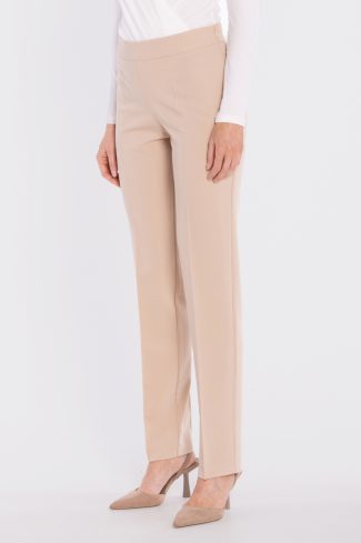Beige Women Trousers in Pants, Trousers, Shorts with Spandex, Polyester and Viscose