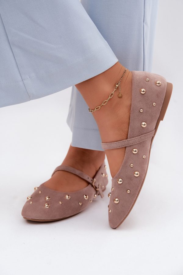 Beige Ballet Flats in Ballet Flats, Ballet Pumps For Women with Fabric, Footbed and Heel Height