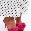 Pink Heeled Sandals in Sandals & Flip-Flops For Women with Fabric, Footbed and Heel Height