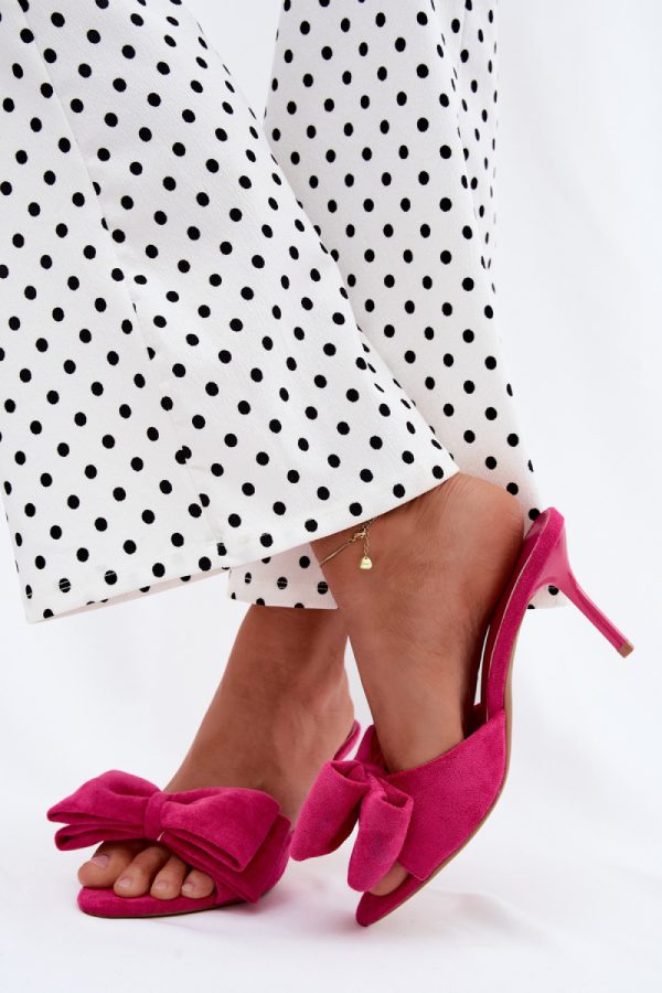Pink Heeled Sandals in Sandals & Flip-Flops For Women with Fabric, Footbed and Heel Height