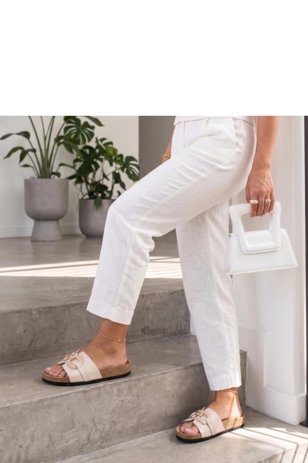 Beige Platform Sandals in Sandals & Flip-Flops For Women with Fabric, Footbed and Platform Height
