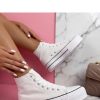 White Platform Sneakers in Women`s Athletic Shoes, Trainers, Sneakers with Fabric, Footbed and Platform Height
