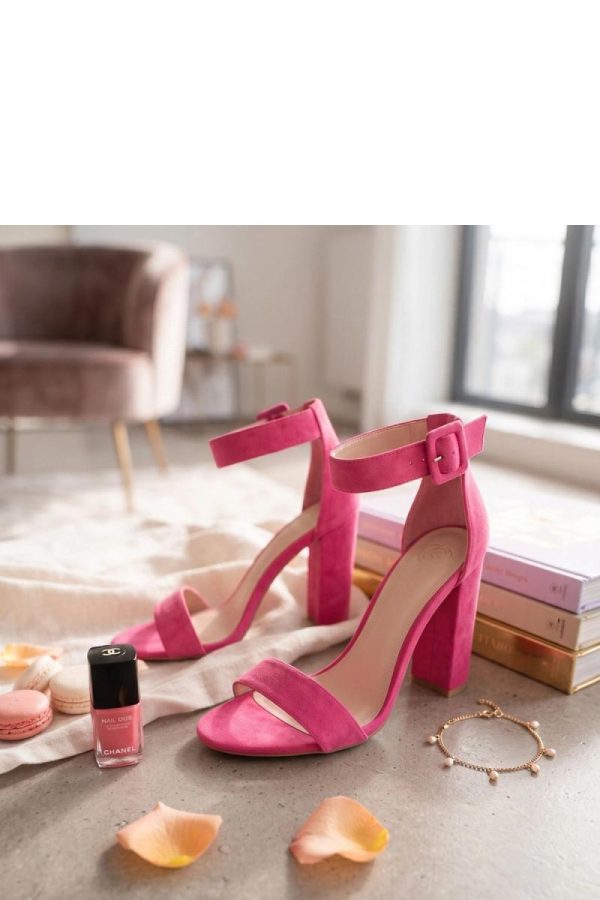 Pink Heel Sandals in Sandals & Flip-Flops For Women with Fabric, Footbed and Heel Height