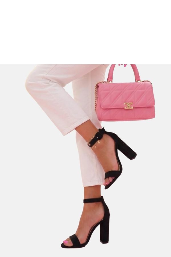 Black Heel Sandals in Sandals & Flip-Flops For Women with Fabric, Footbed and Heel Height