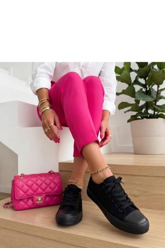 Black Sneakers in Women`s Athletic Shoes, Trainers, Sneakers with Fabric, Footbed and Sole Height