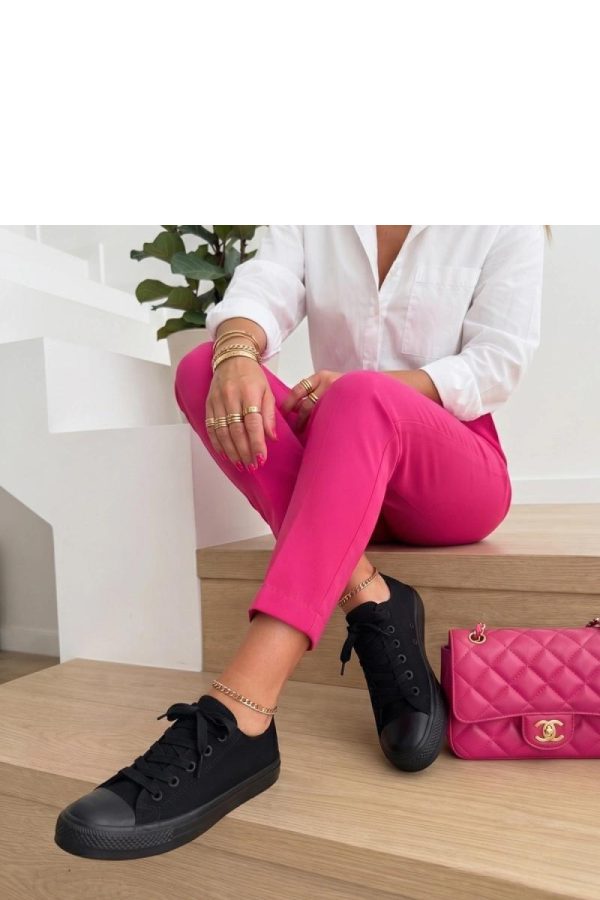 Black Sneakers in Women`s Athletic Shoes, Trainers, Sneakers with Fabric, Footbed and Sole Height