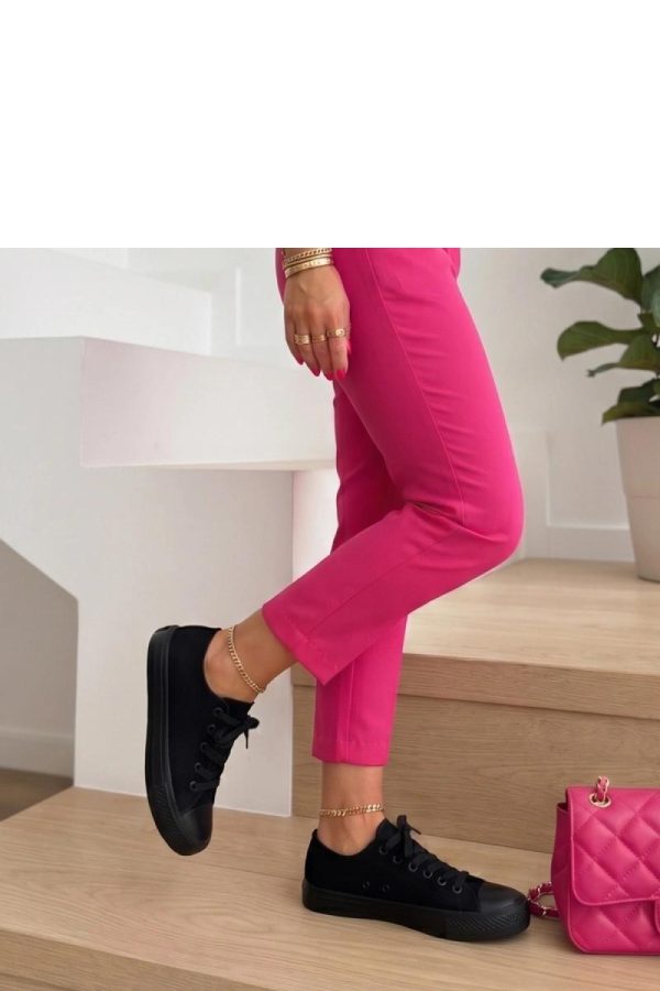 Black Sneakers in Women`s Athletic Shoes, Trainers, Sneakers with Fabric, Footbed and Sole Height