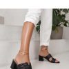 Black Heeled Sandals in Sandals & Flip-Flops For Women with Fabric, Footbed and Heel Height