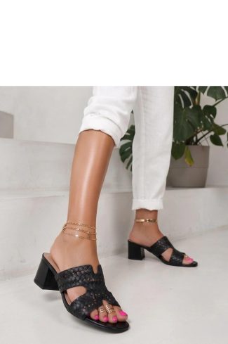 1133706.jpg Black Heeled Sandals in Sandals & Flip-Flops For Women with Fabric, Footbed and Heel Height