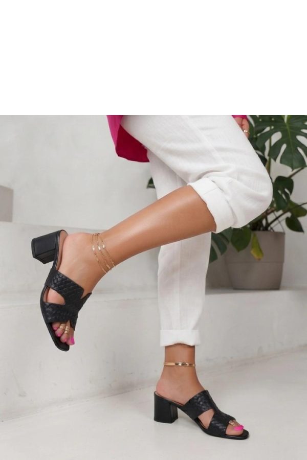 Black Heeled Sandals in Sandals & Flip-Flops For Women with Fabric, Footbed and Heel Height