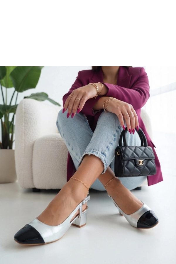 Grey Block Heel Pumps in High Heel Pumps with Fabric, Footbed and Heel Height