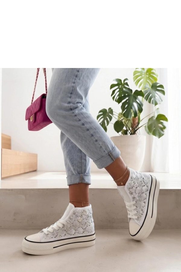 Grey Platform Sneakers in Women`s Athletic Shoes, Trainers, Sneakers with Fabric, Footbed and Platform Height