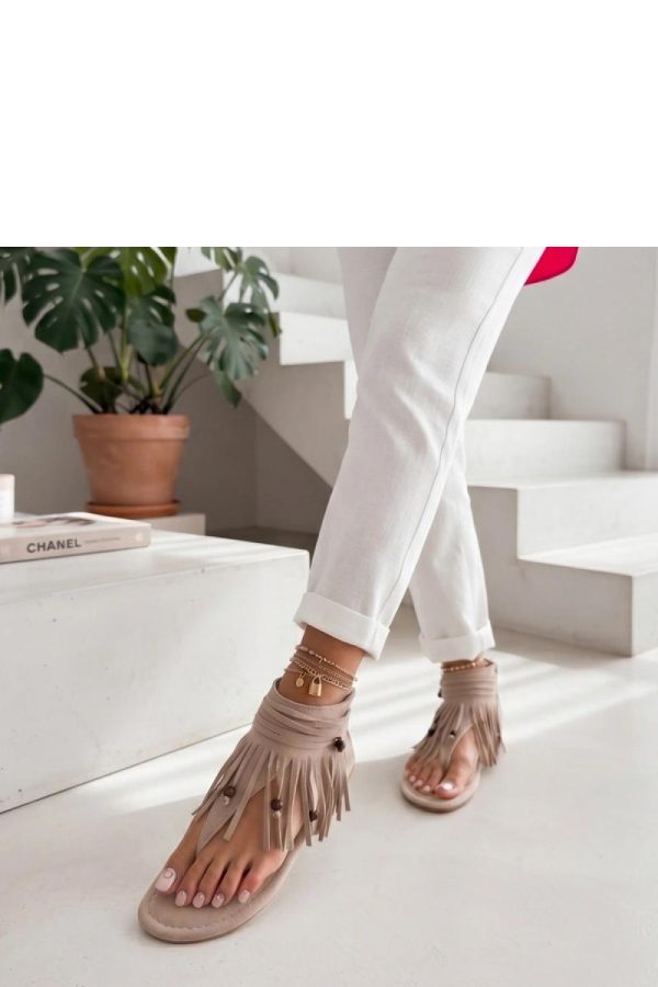 Beige Sandals in Sandals & Flip-Flops For Women with Fabric, Footbed and Heel Height
