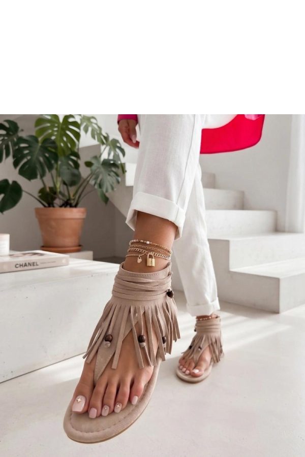 Beige Sandals in Sandals & Flip-Flops For Women with Fabric, Footbed and Heel Height
