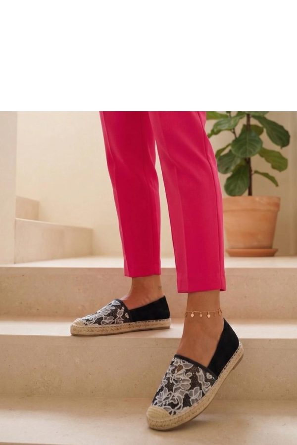 Black Espadrille in Ballet Flats, Ballet Pumps For Women with Fabric, Footbed and Platform Height