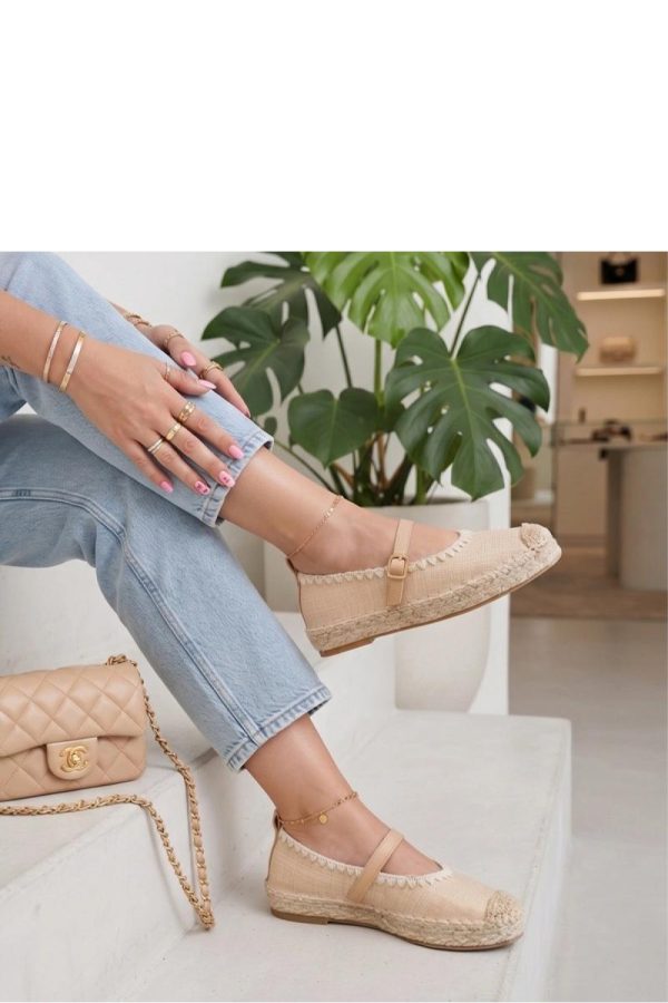 Beige Espadrille in Ballet Flats, Ballet Pumps For Women with Fabric, Footbed and Platform Height