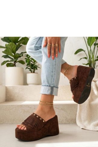 Brown Buskin in Sandals & Flip-Flops For Women with Fabric and Heel Height