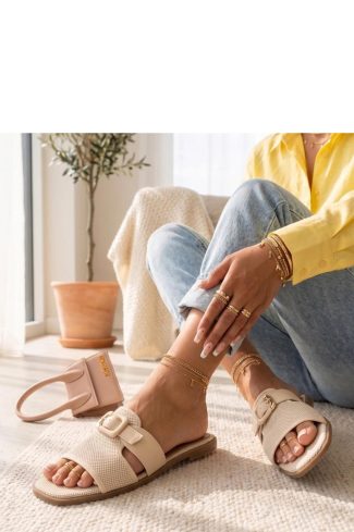 Beige Flip-flops in Sandals & Flip-Flops For Women with Fabric, Footbed and Heel Height