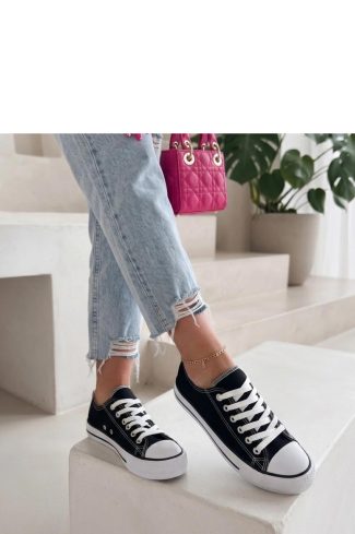 Black Sneakers in Women`s Athletic Shoes, Trainers, Sneakers with Fabric, Footbed and Platform Height