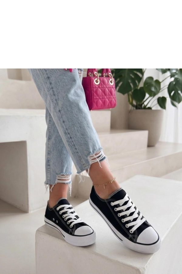 Black Sneakers in Women`s Athletic Shoes, Trainers, Sneakers with Fabric, Footbed and Platform Height