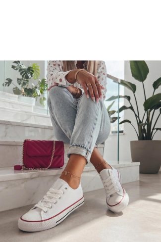White Sneakers in Women`s Athletic Shoes, Trainers, Sneakers with Fabric, Footbed and Platform Height