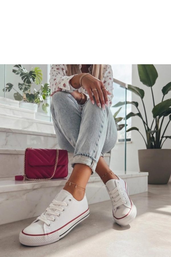 White Sneakers in Women`s Athletic Shoes, Trainers, Sneakers with Fabric, Footbed and Platform Height