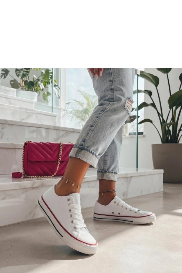 White Sneakers in Women`s Athletic Shoes, Trainers, Sneakers with Fabric, Footbed and Platform Height
