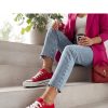Red Sneakers in Women`s Athletic Shoes, Trainers, Sneakers with Fabric, Footbed and Platform Height
