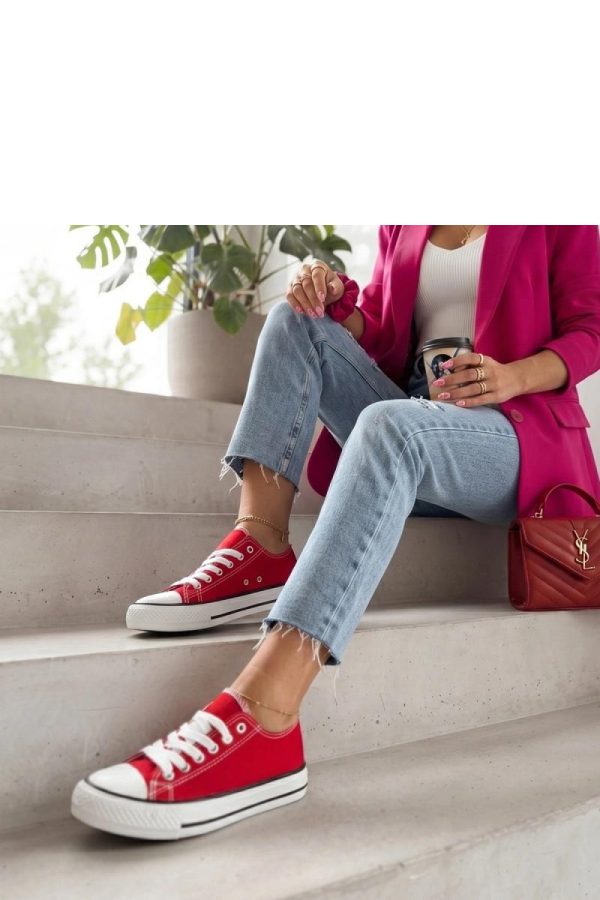 Red Sneakers in Women`s Athletic Shoes, Trainers, Sneakers with Fabric, Footbed and Platform Height