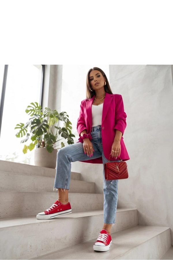 Red Sneakers in Women`s Athletic Shoes, Trainers, Sneakers with Fabric, Footbed and Platform Height