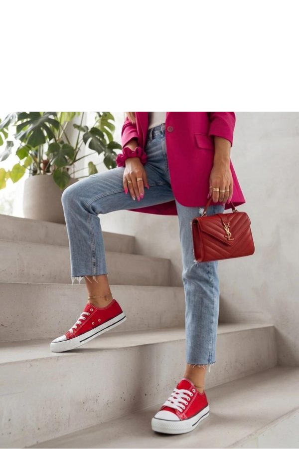 Red Sneakers in Women`s Athletic Shoes, Trainers, Sneakers with Fabric, Footbed and Platform Height