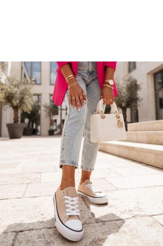 1133796.jpg Beige Sneakers in Women`s Athletic Shoes, Trainers, Sneakers with Fabric, Footbed and Platform Height
