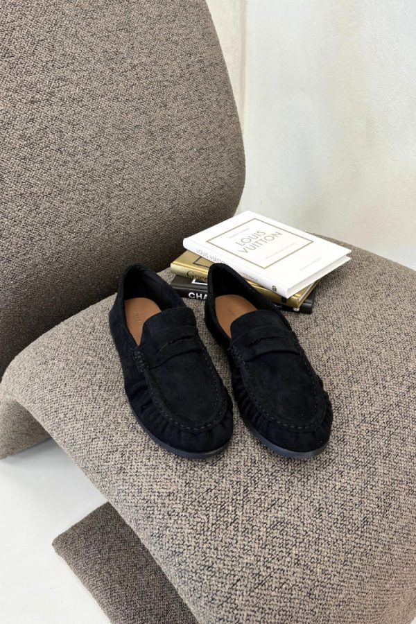 Black Mocassin in Moccasins, Loafers with Fabric, Footbed, Upper Height and Heel Height