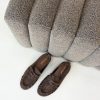Brown Mocassin in Moccasins, Loafers with Fabric, Footbed, Upper Height and Heel Height