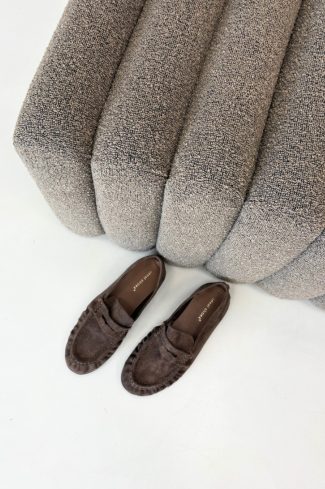 Brown Mocassin in Moccasins, Loafers with Fabric, Footbed, Upper Height and Heel Height