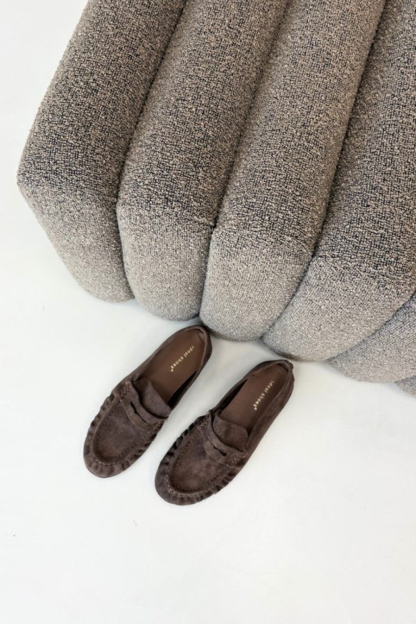 Brown Mocassin in Moccasins, Loafers with Fabric, Footbed, Upper Height and Heel Height