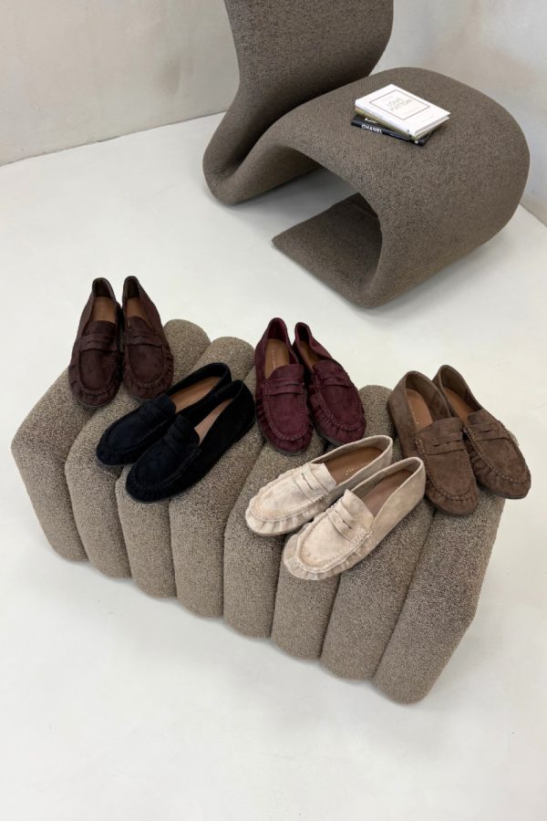 Beige Mocassin in Moccasins, Loafers with Fabric, Footbed, Upper Height and Heel Height