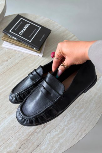 Black Mocassin in Moccasins, Loafers with Fabric, Footbed, Upper Height and Heel Height