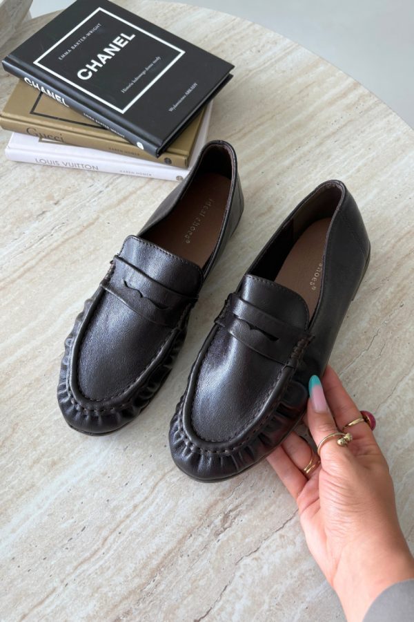 Brown Mocassin in Moccasins, Loafers with Fabric, Footbed, Upper Height and Heel Height