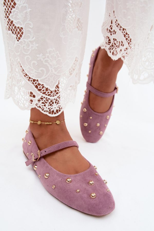 Violet Ballet Flats in Ballet Flats, Ballet Pumps For Women with Fabric, Footbed and Heel Height