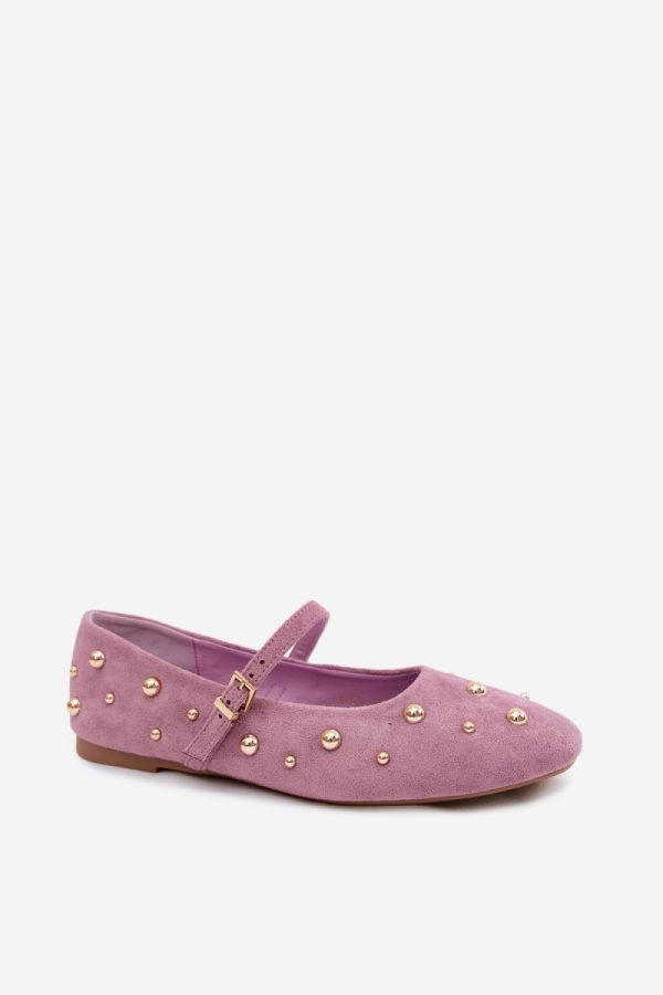 Violet Ballet Flats in Ballet Flats, Ballet Pumps For Women with Fabric, Footbed and Heel Height