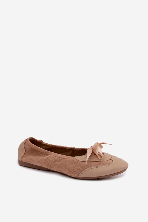 Beige Ballet Flats in Ballet Flats, Ballet Pumps For Women with Fabric, Footbed, Upper Height and Sole Height