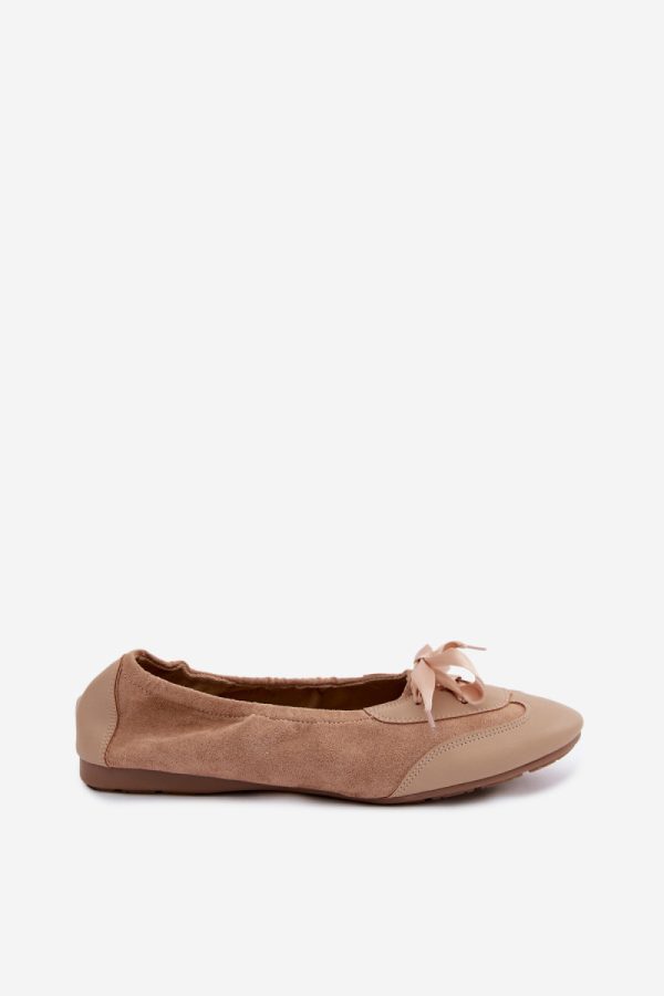 Beige Ballet Flats in Ballet Flats, Ballet Pumps For Women with Fabric, Footbed, Upper Height and Sole Height