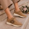 Brown Platform Sneakers in Women`s Athletic Shoes, Trainers, Sneakers with Fabric, Footbed, Upper Height and Platform Height
