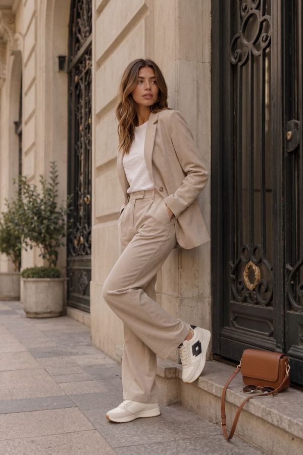 White Platform Sneakers in Women`s Athletic Shoes, Trainers, Sneakers with Fabric, Footbed, Upper Height and Platform Height