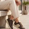 Brown Platform Sneakers in Women`s Athletic Shoes, Trainers, Sneakers with Fabric, Footbed, Upper Height and Platform Height