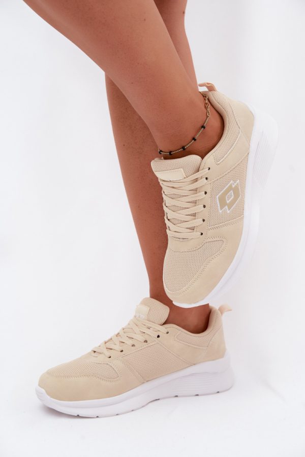 Beige Platform Sneakers in Women`s Athletic Shoes, Trainers, Sneakers with Fabric, Footbed, Upper Height and Platform Height
